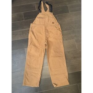 Sorel Overalls Men XXL Brown Tan Canvas Work Wear Loose Fit 100% Cotton Dbl Knee